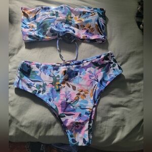 SHEIN Kids Floral Bikini in Blue and Purple